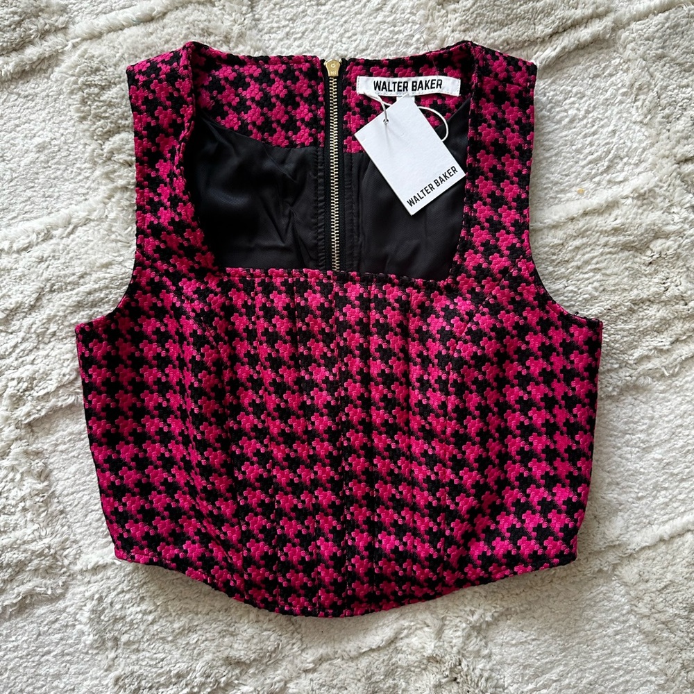 Walter Baker Imani Houndstooth Top in Tavern Tweed - Picture 5 of 8